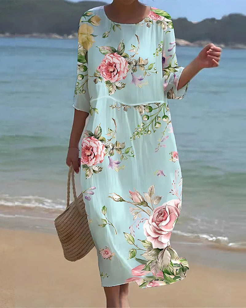 Martha™ | Elegant Blommig Klänning