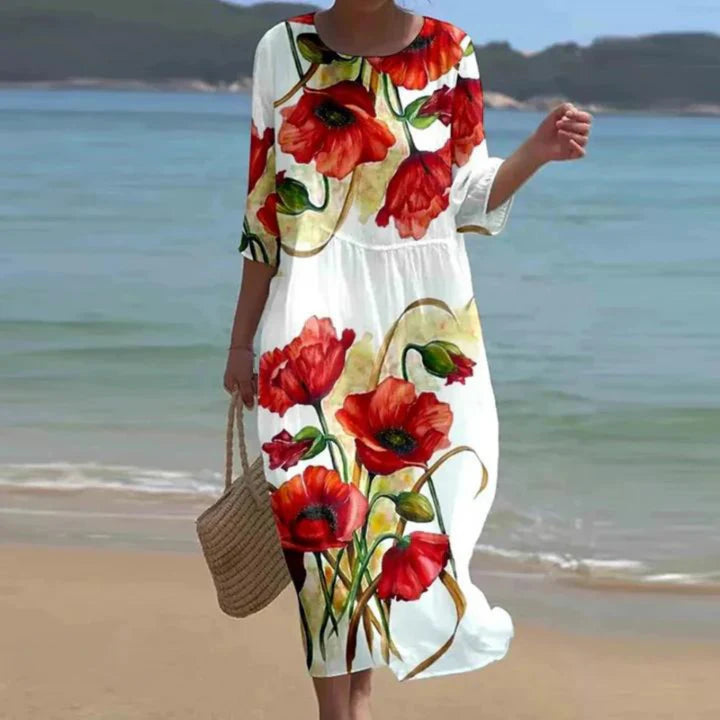 Martha™ | Elegant Blommig Klänning
