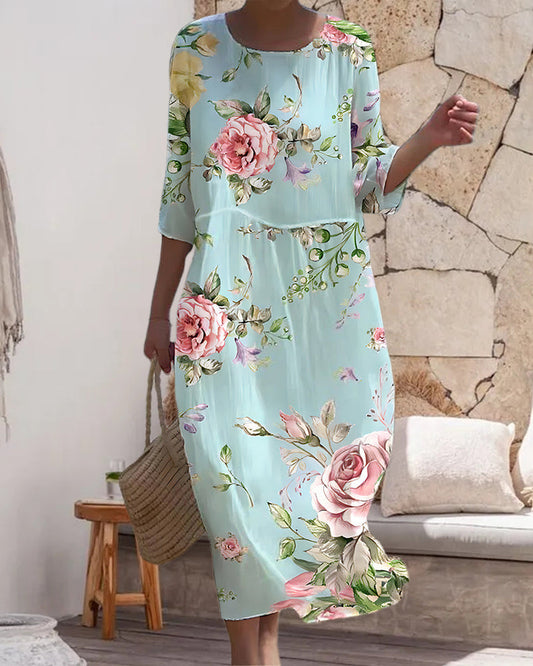 Martha™ | Elegant Blommig Klänning