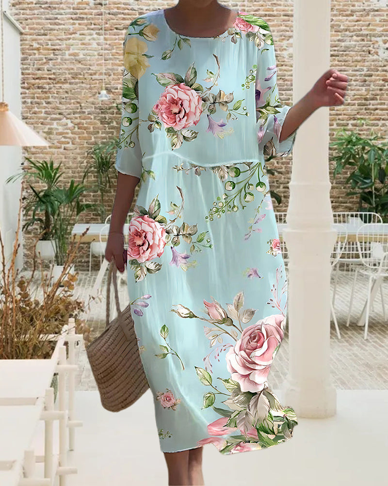 Martha™ | Elegant Blommig Klänning